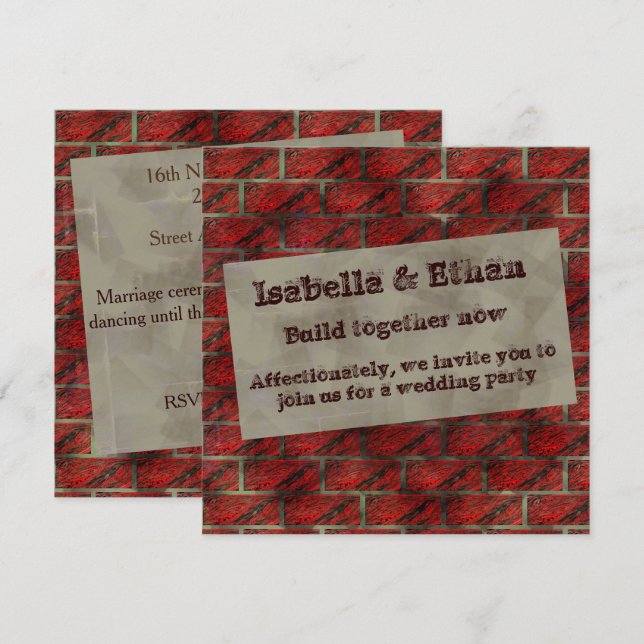 Fake exposed brick or tiles simulating it? Reddish Invitation (Front/Back)