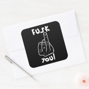Fake f-bomb & fake middle finger joke v1 square sticker