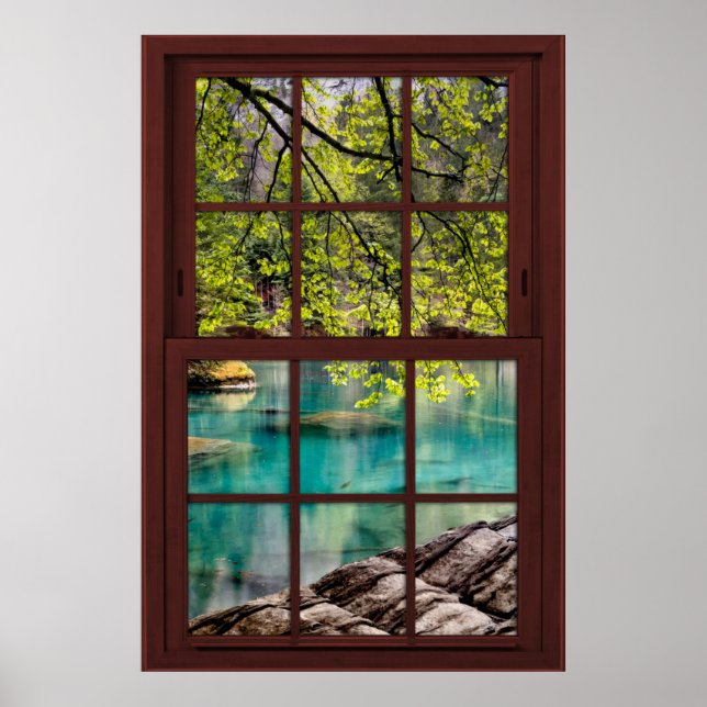 Fake Faux Window Illusion - Bright Lagoon Poster (Front)