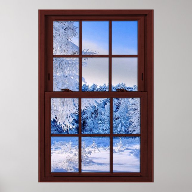 Fake Faux Window Illusion - Fresh Snow Scene Poster (Front)