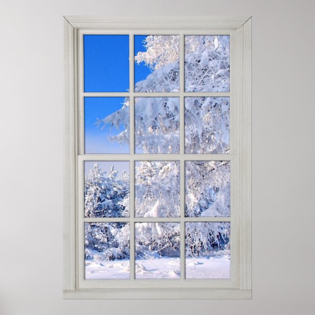 Fake Faux Window Illusion - Fresh Snow Scene Poster (Front)