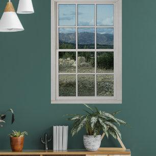 Fake Faux Window Illusion Realistic Desert View  Poster
