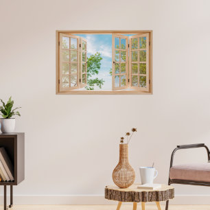 Fake Faux Window with Summer Sky view Poster