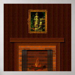 Fake Fireplace Halloween Haunted House Props Poster
