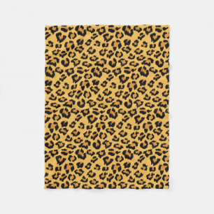 Fake Fur Leopard Print in Natural Colours Fleece Blanket
