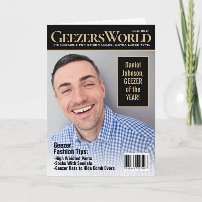 Fake GeezersWorld Magazine Custom Birthday Card (Front)