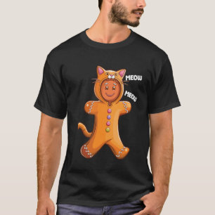 Fake Gingerbread Man Christmas Cat T-Shirt