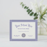 Fake Graduation Diploma Your Text Postcard