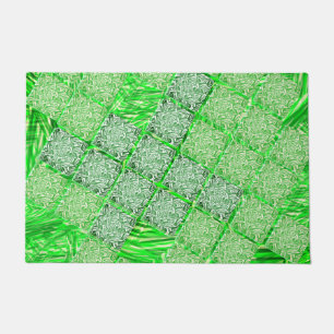 Fake grass and simulated ceramic wall tiles doormat