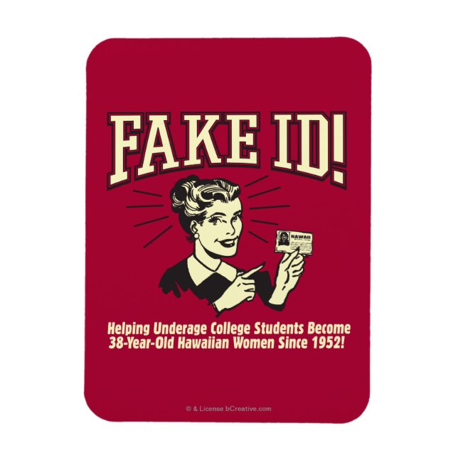 Fake ID: Underage College Hawaiian Magnet (Vertical)