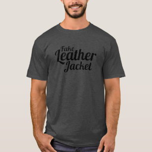 Fake Leather Jacket - Black on Grey T-Shirt