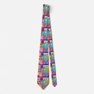 Fake Masterpiece Random Stamps Collage Collection Tie