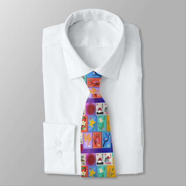 Fake Masterpiece Random Stamps Collage Collection Tie (Tied)