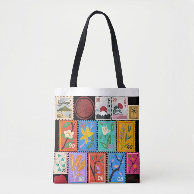 Fake Masterpiece Random Stamps Collage Collection Tote Bag (Front)