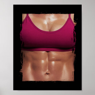 Fake Muscle Woman Fitness Female Body Poster