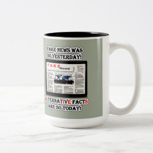 Fake News and Alternative Facts 15 oz Two-Tone Mug
