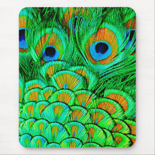 Fake Peacock Feathers Abstract Nature Pattern Mouse Mat