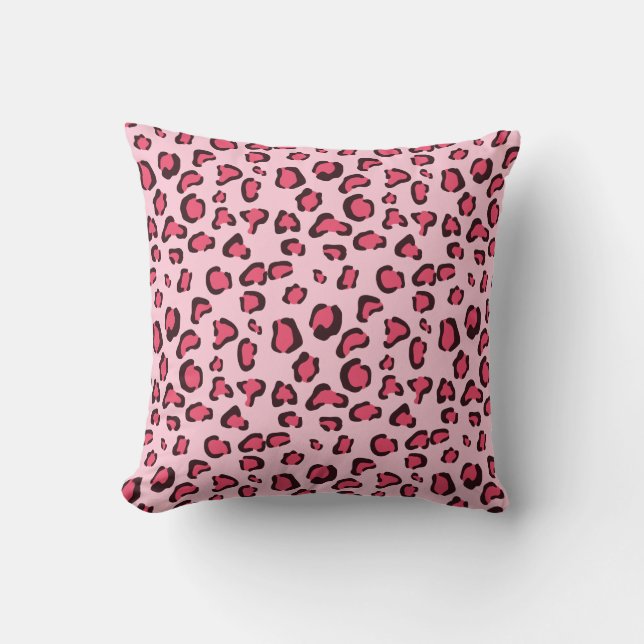 Fake Pink Leopard Print Cushion (Front)