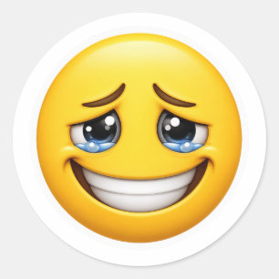 Fake Smile Emoji Hidden Pain Classic Round Sticker