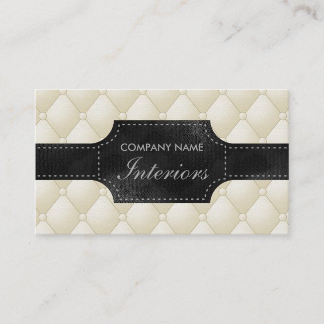 Fake White And Black Tufted Leather Look-like Business Card (Front)
