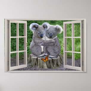 FAKE WINDOW FOR BABY KOALA BEARS POSTER