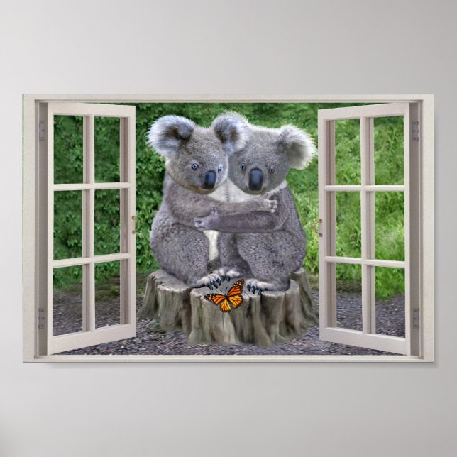 FAKE WINDOW FOR BABY KOALA BEARS POSTER (Front)