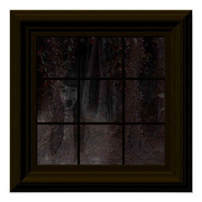 Fake Window Ghost In Woods Halloween Haunted House Poster (Front)