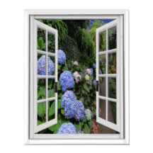 Fake Window Hydrangea Garden View