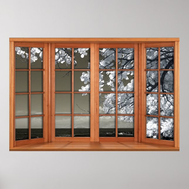 Fake Window Illusion - Ominous White Blossoms Poster (Front)