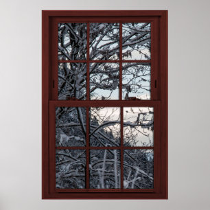 Fake Window - Illusion - Winter Woods View 1 of 2 Poster