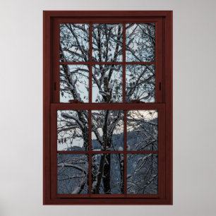 Fake Window - Illusion - Winter Woods View 2 of 2 Poster