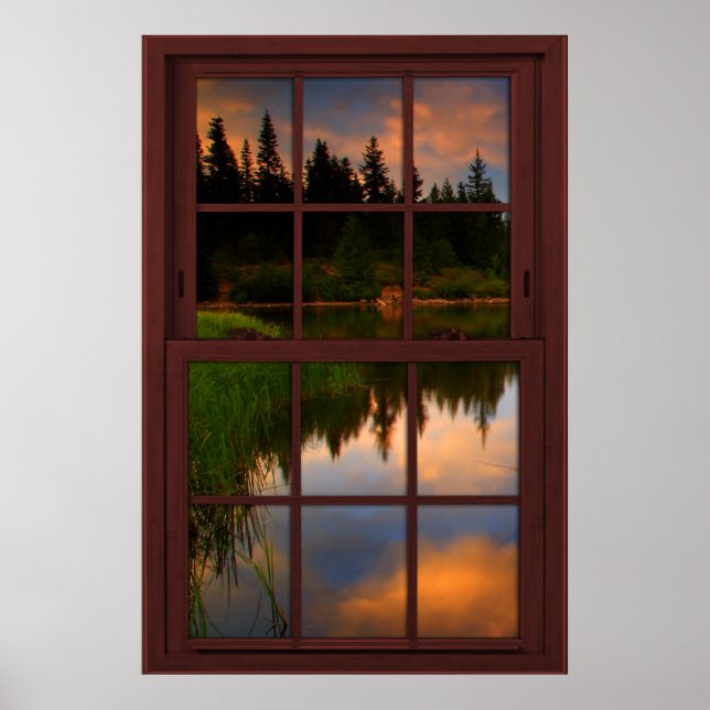 Fake Window Illusion with a Lake Reflection Scene Poster (Front)