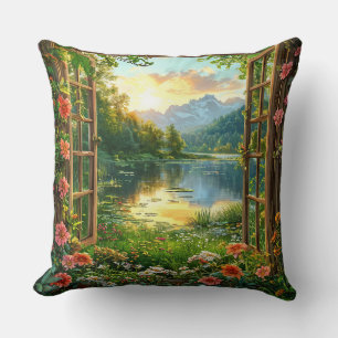 Fake window landscape cushion