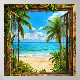 Fake window landscape poster