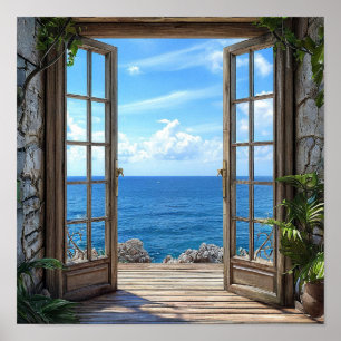 Fake window landscape poster