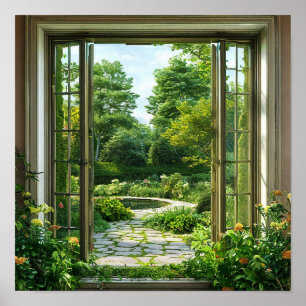 Fake window landscape poster