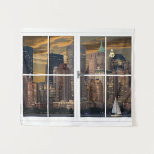 Fake Window New York City Wall Hanging Tapestry