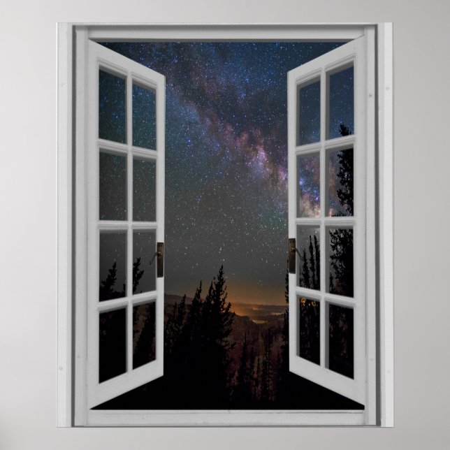 Fake Window Night Sky Milky Way Galaxy  Poster (Front)