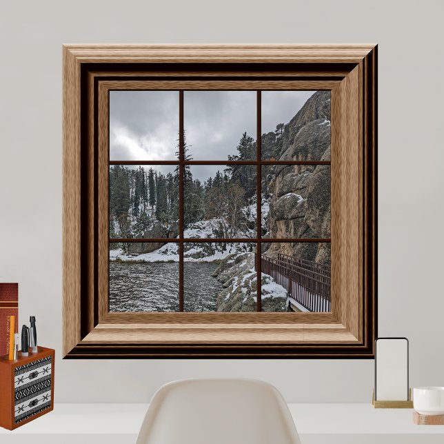 Fake Window Poster Winter Snow Scene Lake Trees  (Creator Uploaded)