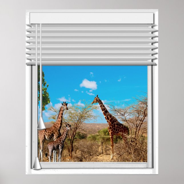 Fake Window View With Giraffes Poster (Front)