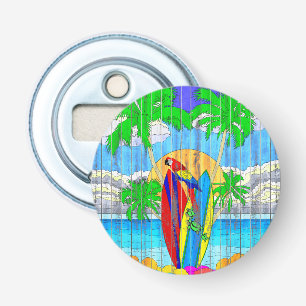 Fake Wood Grain Coastal Surf Art Bottle Opener