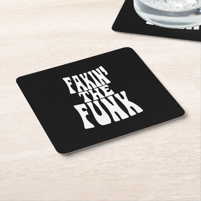 Fakin' the Funk Square Paper Coaster (Angled)
