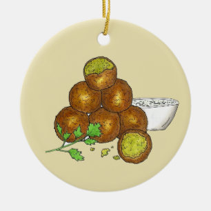 Falafel Balls Middle Eastern Chickpeas Egyptian Ceramic Tree Decoration