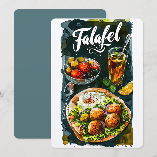Falafel Hummus Feast: Organic Healthy حمص فلافل Invitation (Front/Back)