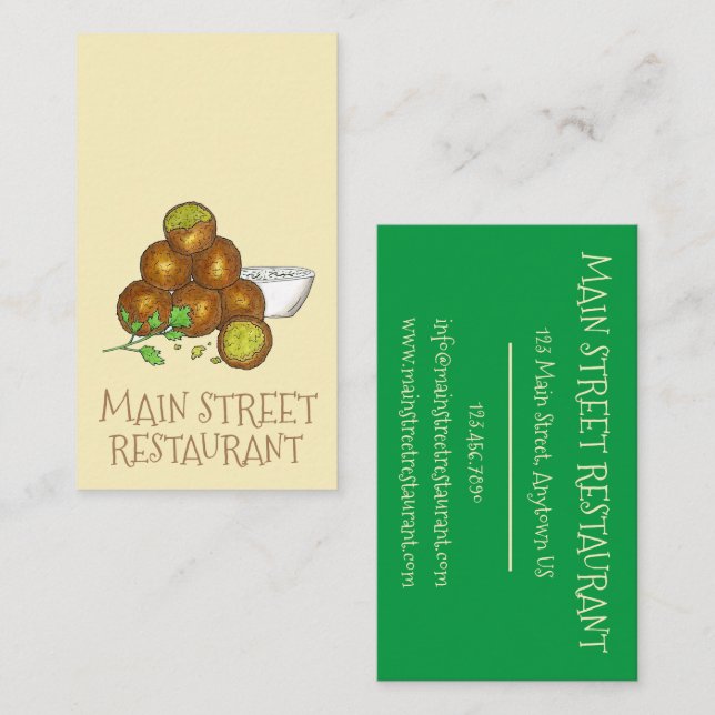 Falafel Middle Eastern Vegetarian Food Restaurant Business Card (Front/Back)