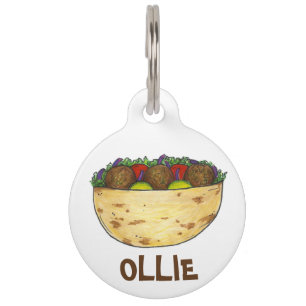 Falafel Pita Mediterranean Food Dog Pet Tag Foodie