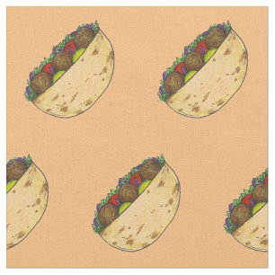 Falafel Pita Sandwich Mediterranean Foodie Fabric