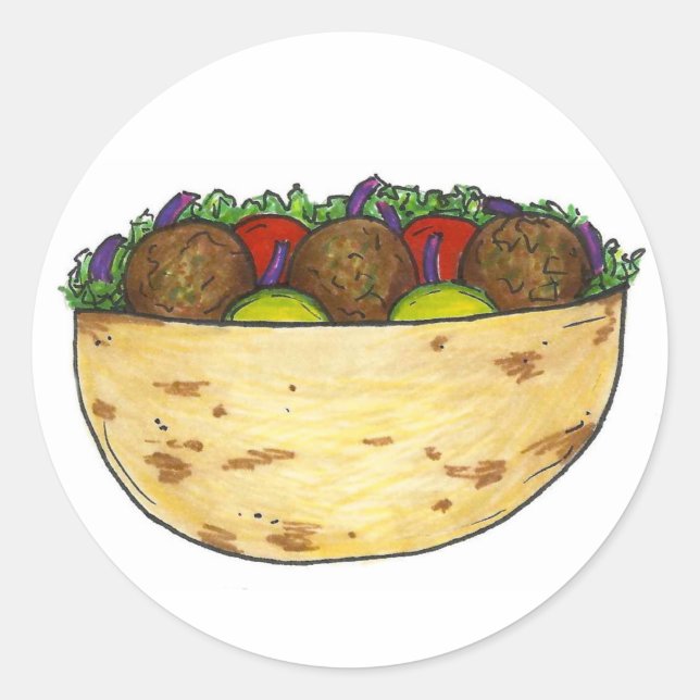 Falafel Stuffed Pita Mediterannean Food Sandwich Classic Round Sticker (Front)
