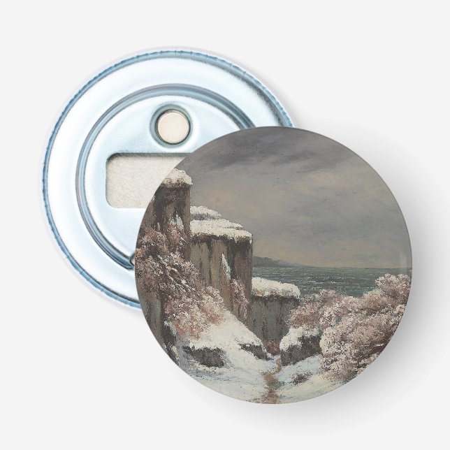 Falaises au Bord de la Mer sous la Neige - Courbet Bottle Opener (Front)