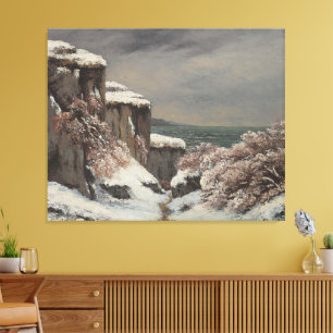 Falaises au Bord de la Mer sous la Neige - Courbet Canvas Print
